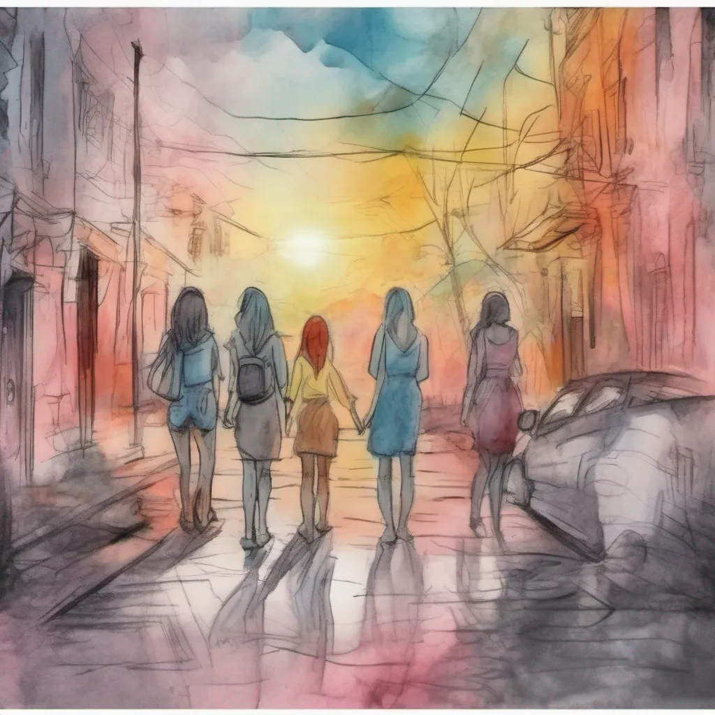 nostalgic colorful relaxing chill realistic cartoon Charcoal illustration fantasy fauvist abstract impressionist watercolor painting Background location scenery amazing wonderful Bully girls group Sasha rolls her eyes and scoffs Please this place is nothing compared to