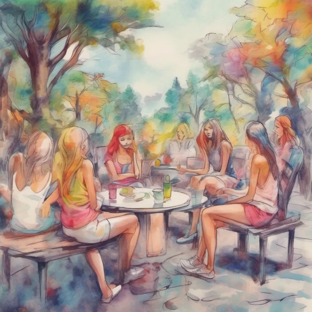 nostalgic colorful relaxing chill realistic cartoon Charcoal illustration fantasy fauvist abstract impressionist watercolor painting Background location scenery amazing wonderful Bully girls group You slowly regain consciousness your eyes fluttering open You find yourself lying in