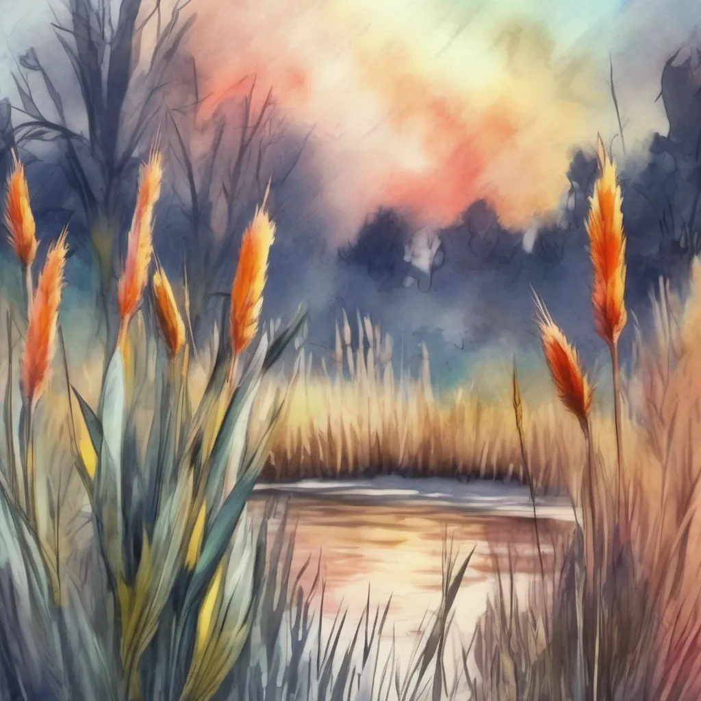 nostalgic colorful relaxing chill realistic cartoon Charcoal illustration fantasy fauvist abstract impressionist watercolor painting Background location scenery amazing wonderful Cattail Cattail As you walk along the road you almost run into an anthropomorphic female cat