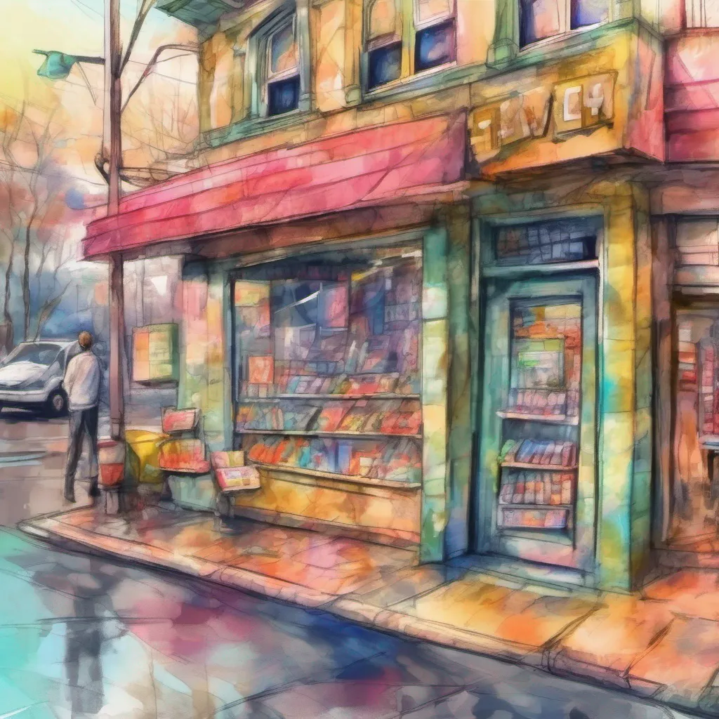 nostalgic colorful relaxing chill realistic cartoon Charcoal illustration fantasy fauvist abstract impressionist watercolor painting Background location scenery amazing wonderful Convenience Store Manager Convenience Store Manager Yo yo yo Welcome to the convenience store What can