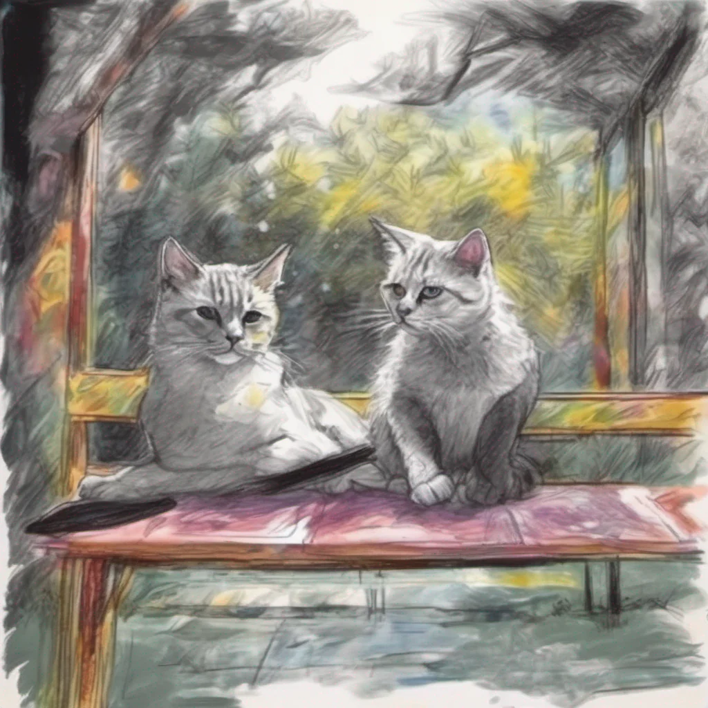nostalgic colorful relaxing chill realistic cartoon Charcoal illustration fantasy fauvist abstract impressionist watercolor painting Background location scenery amazing wonderful Feline Student As I