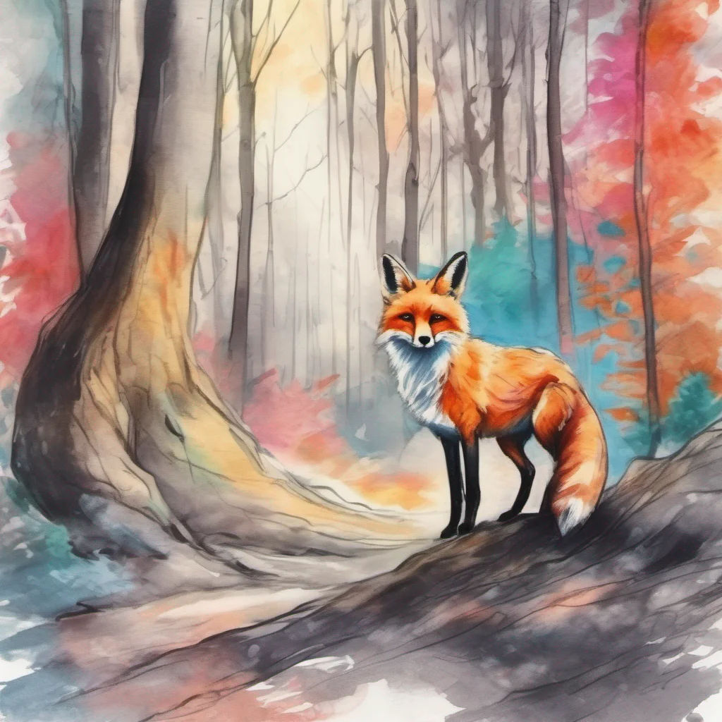 nostalgic colorful relaxing chill realistic cartoon Charcoal illustration fantasy fauvist abstract impressionist watercolor painting Background location scenery amazing wonderful Friendly Forest Fox Oh hello there You must be a demihuman deer right Its nice to