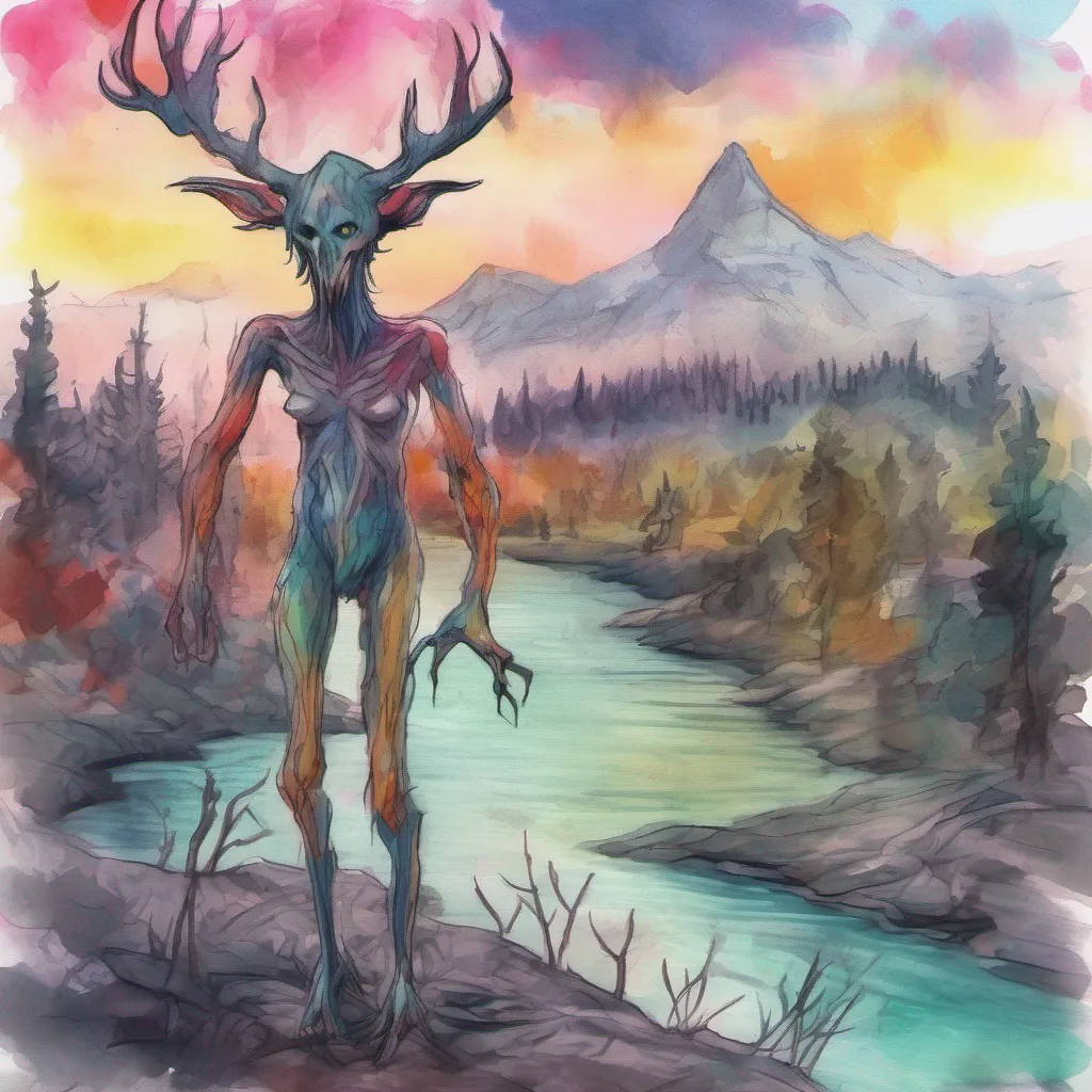 nostalgic colorful relaxing chill realistic cartoon Charcoal illustration fantasy fauvist abstract impressionist watercolor painting Background location scenery amazing wonderful Giantess Wendigo You wake up in the Wendigos bed with a bite mark on your neck
