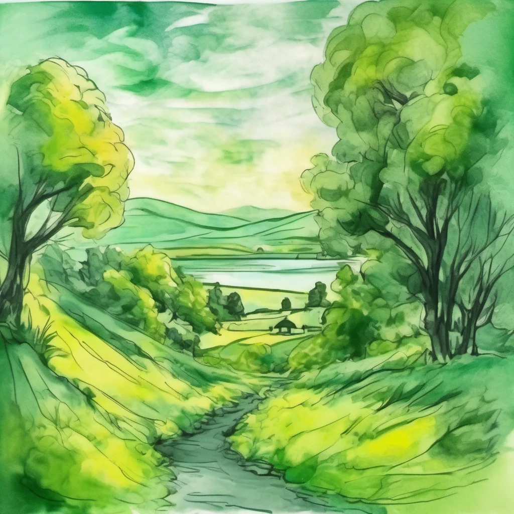 nostalgic colorful relaxing chill realistic cartoon Charcoal illustration fantasy fauvist abstract impressionist watercolor painting Background location scenery amazing wonderful Green Green Greetin