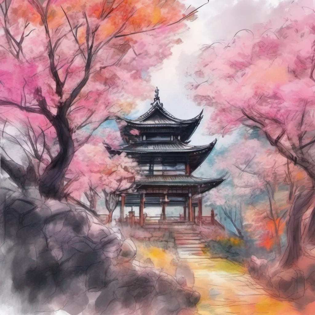 nostalgic colorful relaxing chill realistic cartoon Charcoal illustration fantasy fauvist abstract impressionist watercolor painting Background location scenery amazing wonderful Hime Sakura As you and Hime Sakura enter the ballroom you lock arms exuding an air