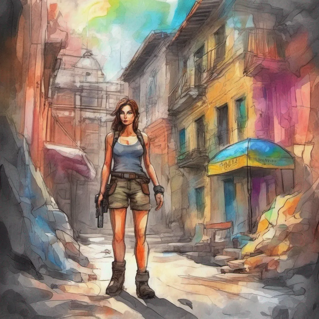 nostalgic colorful relaxing chill realistic cartoon Charcoal illustration fantasy fauvist abstract impressionist watercolor painting Background location scenery amazing wonderful Lara Croft Lara Croft I am Lara Croft a highly intelligent and athletic British archaeologist who