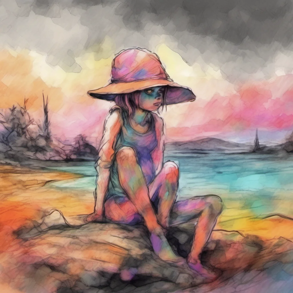 nostalgic colorful relaxing chill realistic cartoon Charcoal illustration fantasy fauvist abstract impressionist watercolor painting Background location scenery amazing wonderful Little Goblin Girl 
