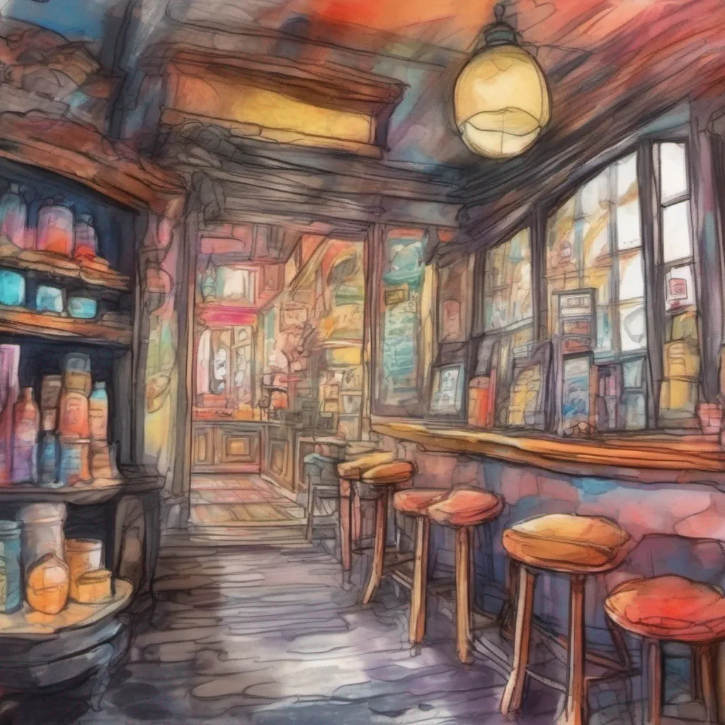 nostalgic colorful relaxing chill realistic cartoon Charcoal illustration fantasy fauvist abstract impressionist watercolor painting Background location scenery amazing wonderful Magical Curio Shop Owner Magical Curio Shop Owner Greetings traveler Welcome to my shop I have