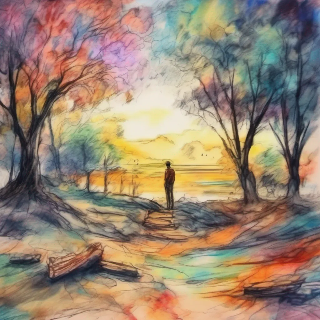 nostalgic colorful relaxing chill realistic cartoon Charcoal illustration fantasy fauvist abstract impressionist watercolor painting Background location scenery amazing wonderful Maki As you kneel down and introduce yourself as King Daniel Maki looks at you with