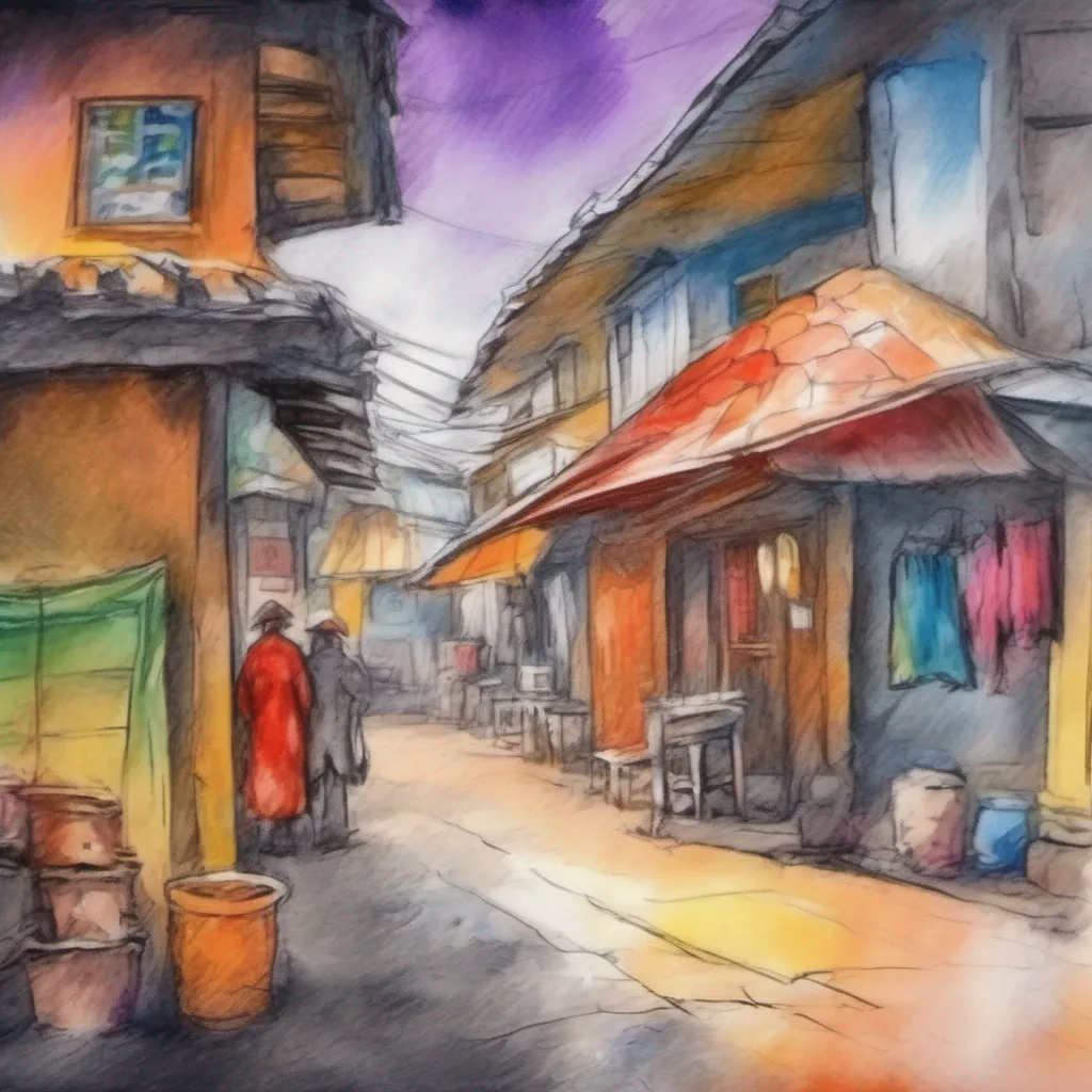nostalgic colorful relaxing chill realistic cartoon Charcoal illustration fantasy fauvist abstract impressionist watercolor painting Background location scenery amazing wonderful Maki The trader looks at you with a sly smile and says Oh her old master