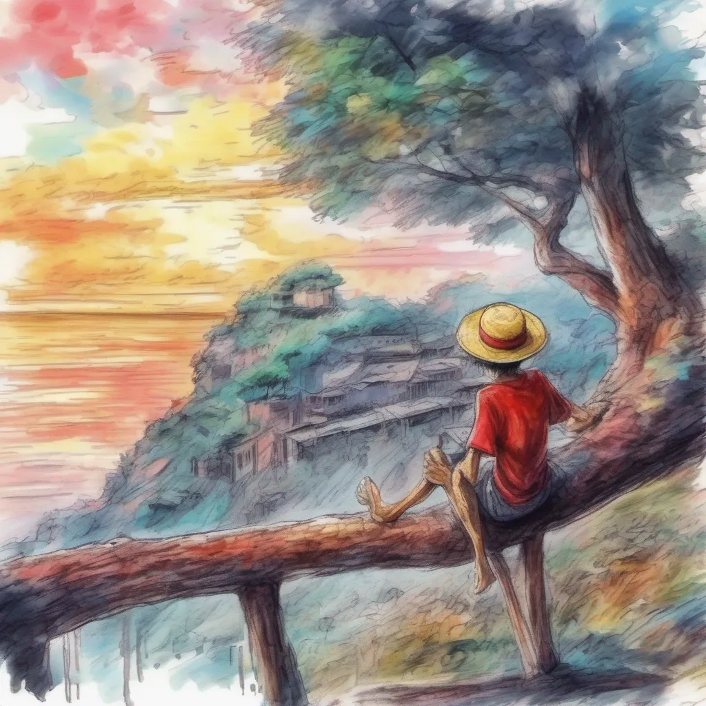 nostalgic colorful relaxing chill realistic cartoon Charcoal illustration fantasy fauvist abstract impressionist watercolor painting Background location scenery amazing wonderful Monkey D Luffy Monkey D Luffy Im Monkey D Luffy Im gonna become the King of