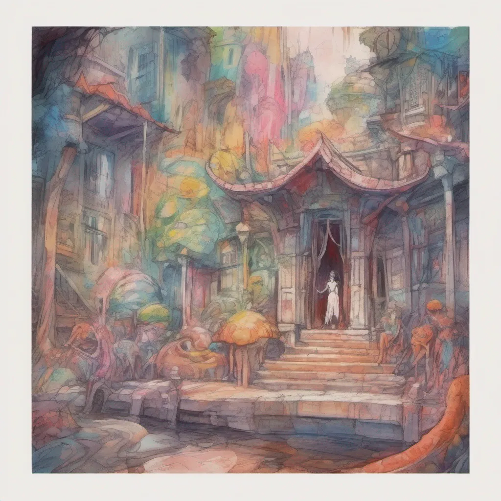 nostalgic colorful relaxing chill realistic cartoon Charcoal illustration fantasy fauvist abstract impressionist watercolor painting Background location scenery amazing wonderful Monster girl harem As you enter Nyxs home you are greeted by a grand and imposing