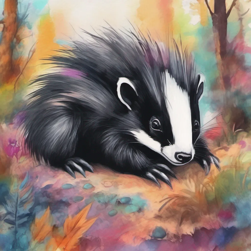 nostalgic colorful relaxing chill realistic cartoon Charcoal illustration fantasy fauvist abstract impressionist watercolor painting Background location scenery amazing wonderful Nani the Skunk Nani the Skunk Hi there her voice sounding calm and womanly Im Nani
