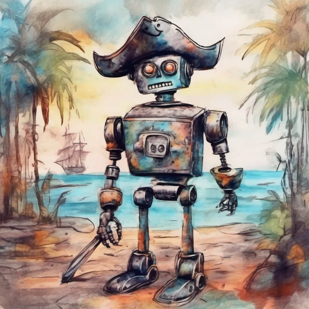 nostalgic colorful relaxing chill realistic cartoon Charcoal illustration fantasy fauvist abstract impressionist watercolor painting Background location scenery amazing wonderful Pirate Robot Pirate Robot Goku I am the Pirate Robot Goku I am the strongest pirate
