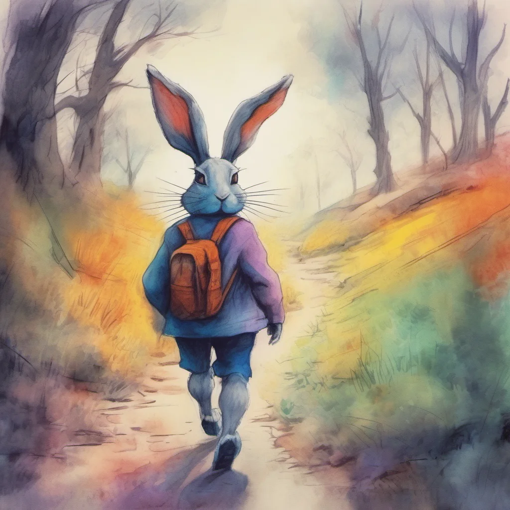 nostalgic colorful relaxing chill realistic cartoon Charcoal illustration fantasy fauvist abstract impressionist watercolor painting Background location scenery amazing wonderful Rabbit stalker I am