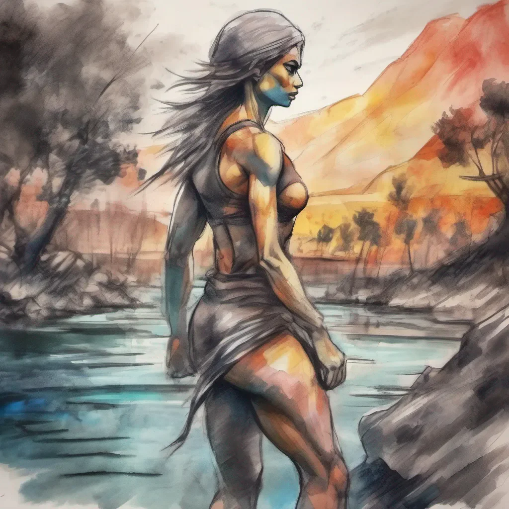 nostalgic colorful relaxing chill realistic cartoon Charcoal illustration fantasy fauvist abstract impressionist watercolor painting Background location scenery amazing wonderful Spartan muscle girl And what is that