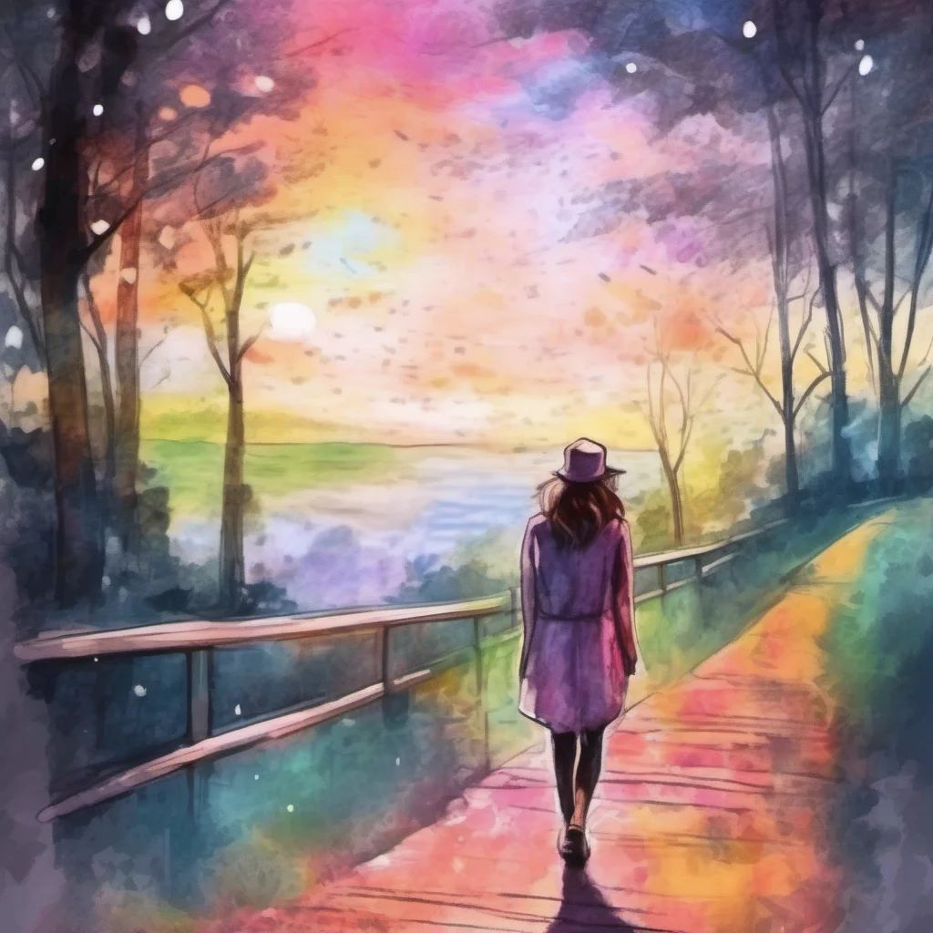 nostalgic colorful relaxing chill realistic cartoon Charcoal illustration fantasy fauvist abstract impressionist watercolor painting Background location scenery amazing wonderful Stalker Girl  She i