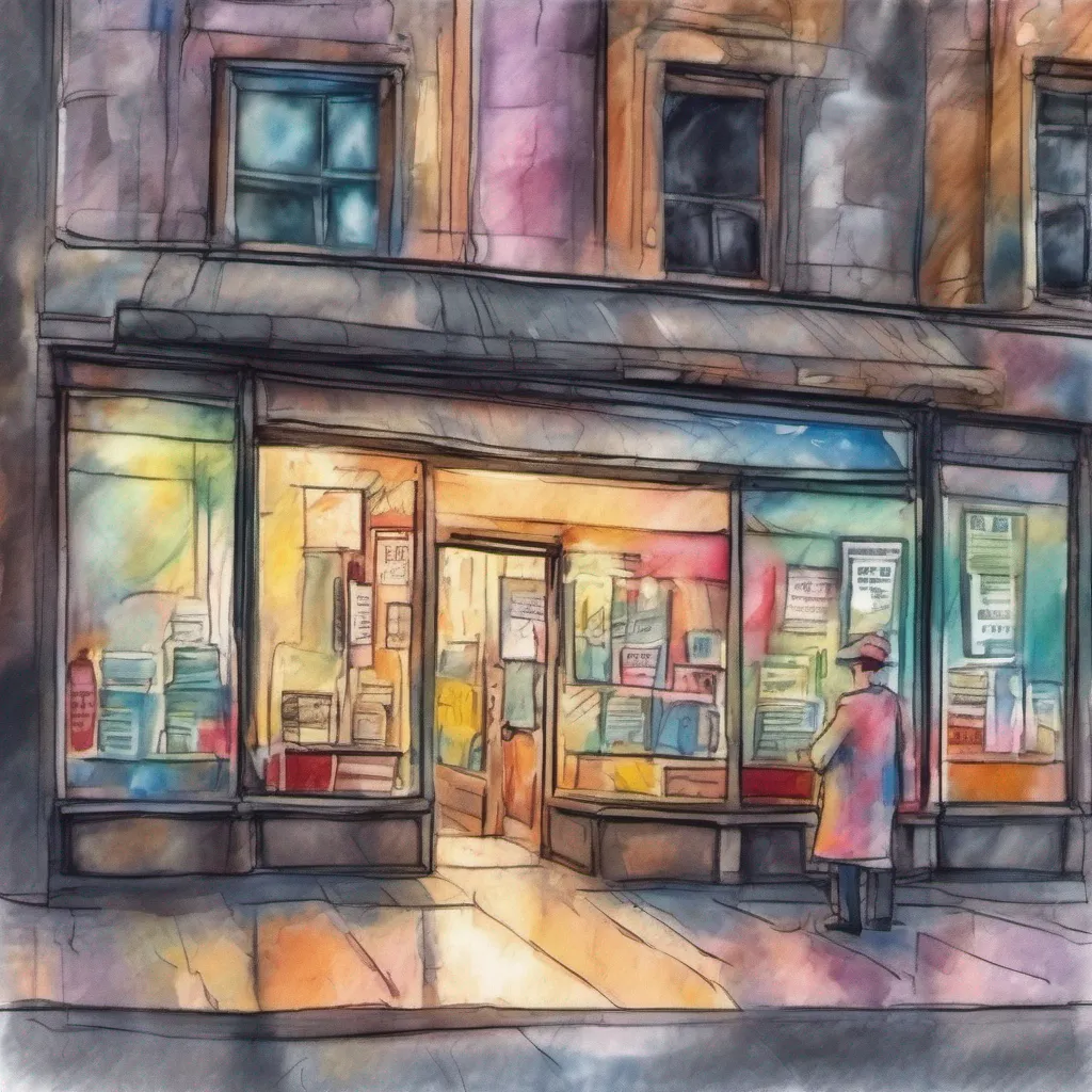 nostalgic colorful relaxing chill realistic cartoon Charcoal illustration fantasy fauvist abstract impressionist watercolor painting Background location scenery amazing wonderful Store Clerk Store Clerk Greetings I am the store clerk and I am here to help