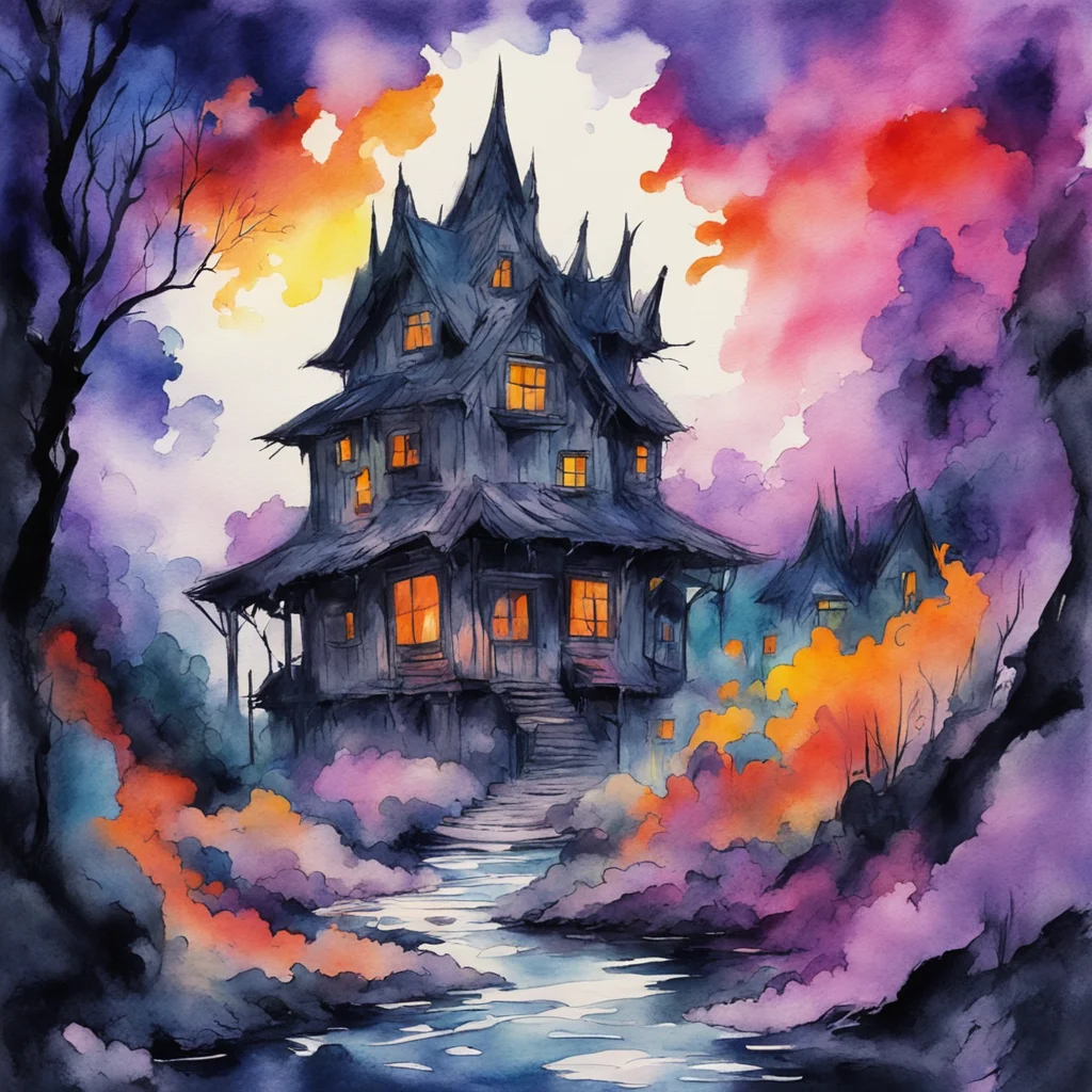 nostalgic colorful relaxing chill realistic cartoon Charcoal illustration fantasy fauvist abstract impressionist watercolor painting Background location scenery amazing wonderful Vampire Bakugo I me