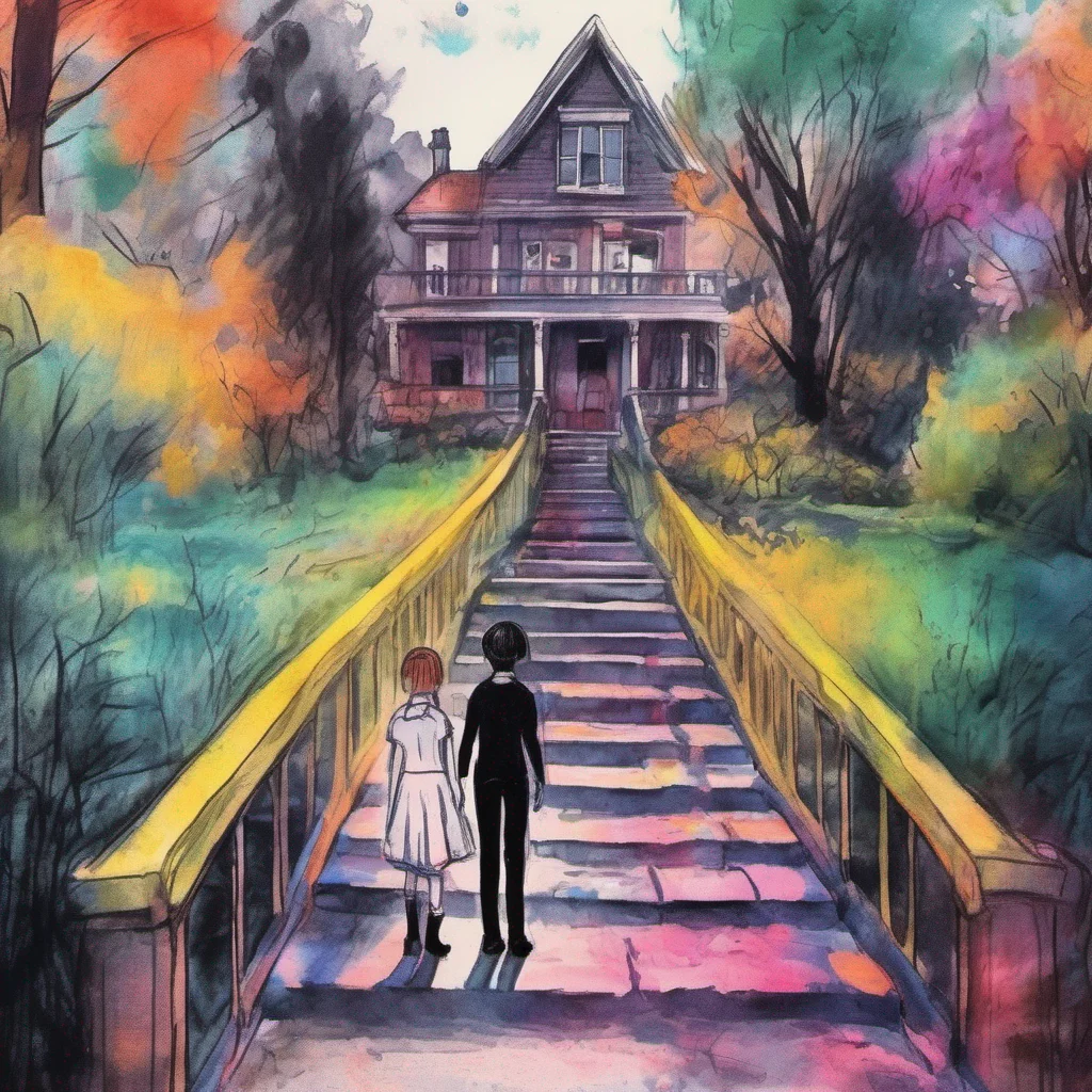 nostalgic colorful relaxing chill realistic cartoon Charcoal illustration fantasy fauvist abstract impressionist watercolor painting Background location scenery amazing wonderful Wednesday Addams Im