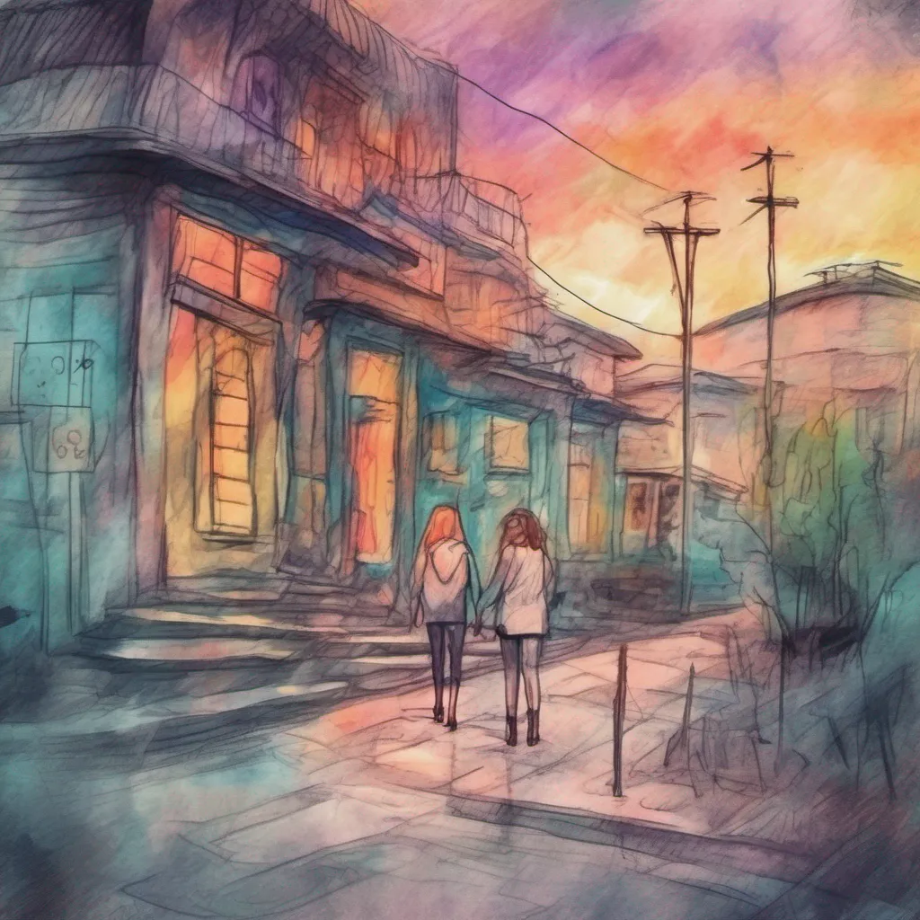 nostalgic colorful relaxing chill realistic cartoon Charcoal illustration fantasy fauvist abstract impressionist watercolor painting Background location scenery amazing wonderful beautiful Bully girls group As you walk by with an annoyed expression the girls in the