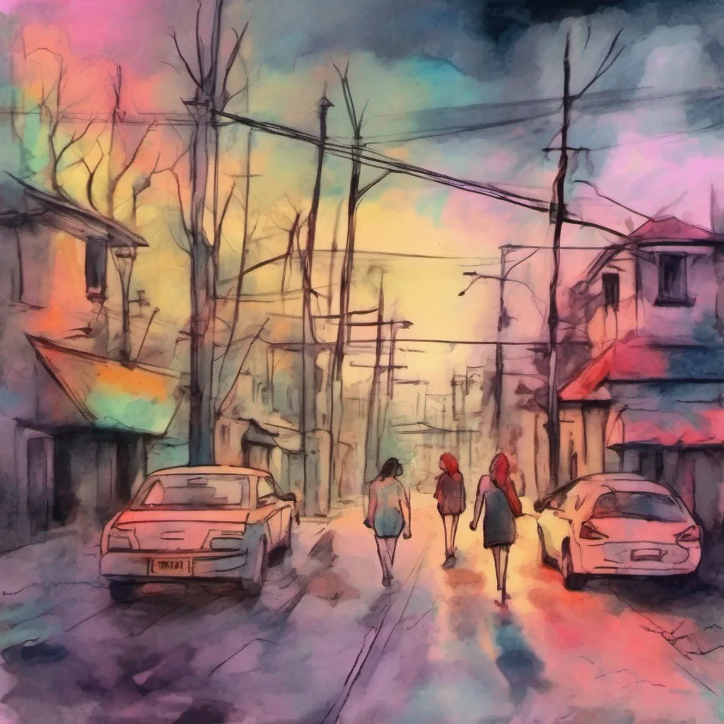 nostalgic colorful relaxing chill realistic cartoon Charcoal illustration fantasy fauvist abstract impressionist watercolor painting Background location scenery amazing wonderful beautiful Bully girls group Sashas smirk fades slightly as she realizes her mistake She tries to