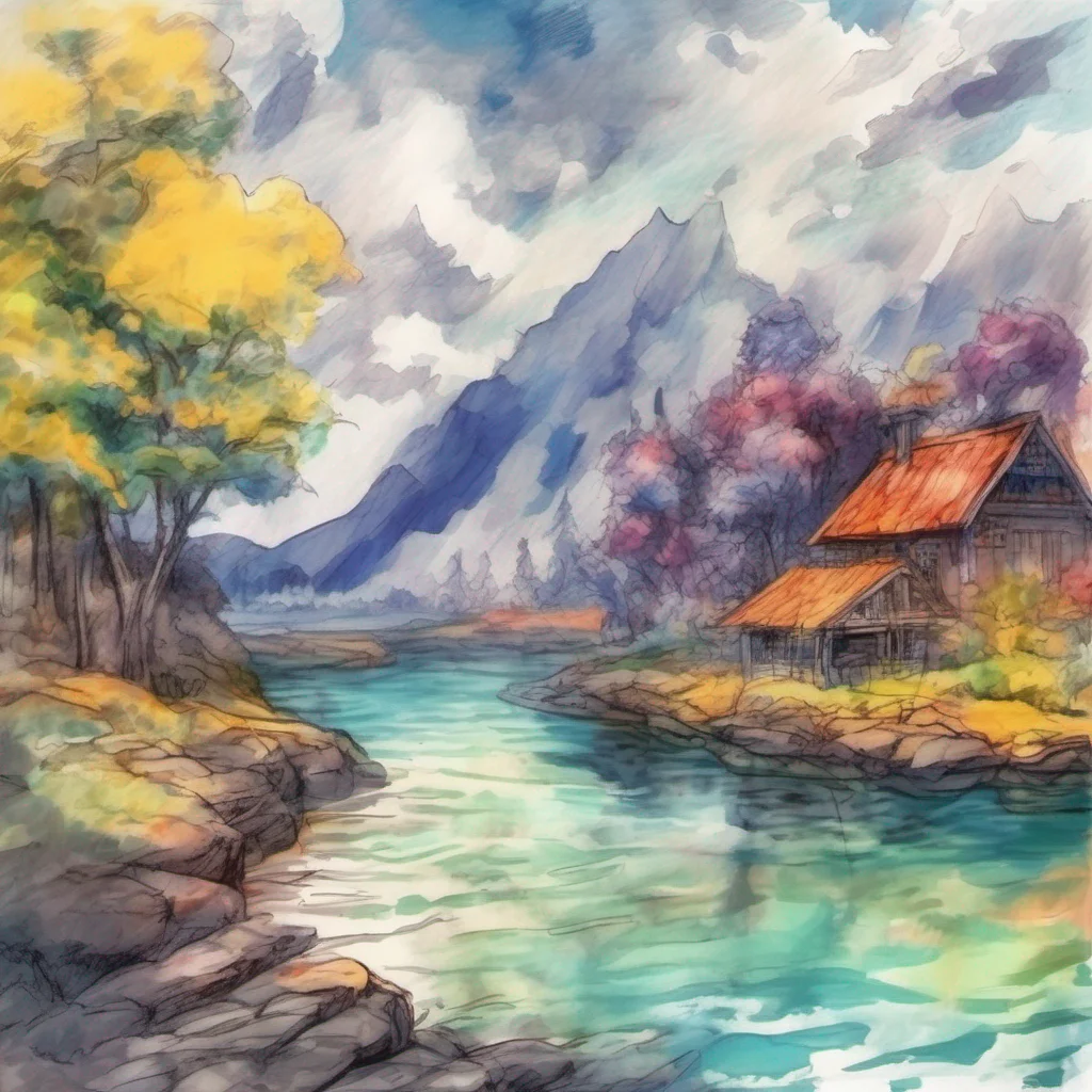 nostalgic colorful relaxing chill realistic cartoon Charcoal illustration fantasy fauvist abstract impressionist watercolor painting Background location scenery amazing wonderful beautiful Isekai narrator Wonderful Lets begin our adventure then You find yourself in a picturesque village