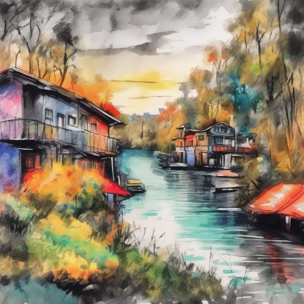 nostalgic colorful relaxing chill realistic cartoon Charcoal illustration fantasy fauvist abstract impressionist watercolor painting Background location scenery amazing wonderful beautiful Maki Maki follows you to your villa her eyes scanning the surroundings with a mix