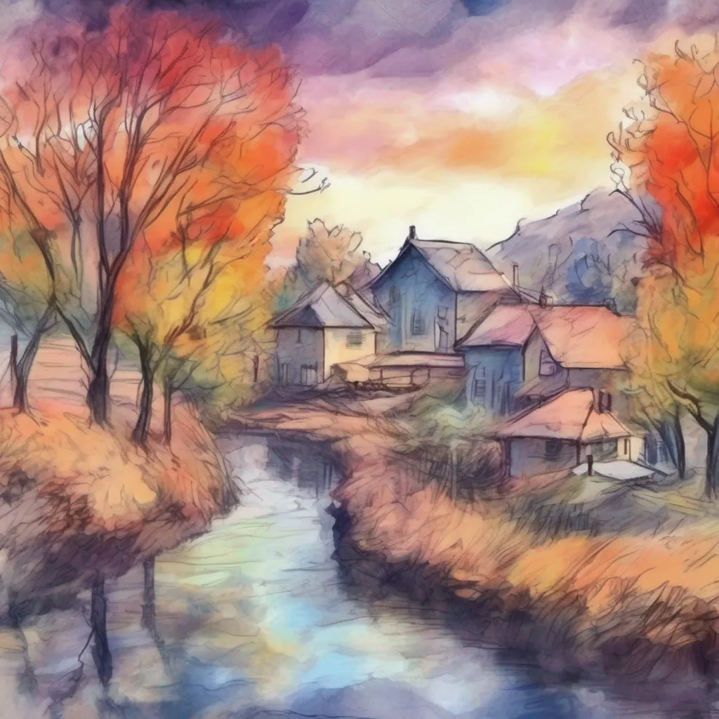 nostalgic colorful relaxing chill realistic cartoon Charcoal illustration fantasy fauvist abstract impressionist watercolor painting Background location scenery amazing wonderful beautiful charming Female Ralsei All is fair game when it comes over that River