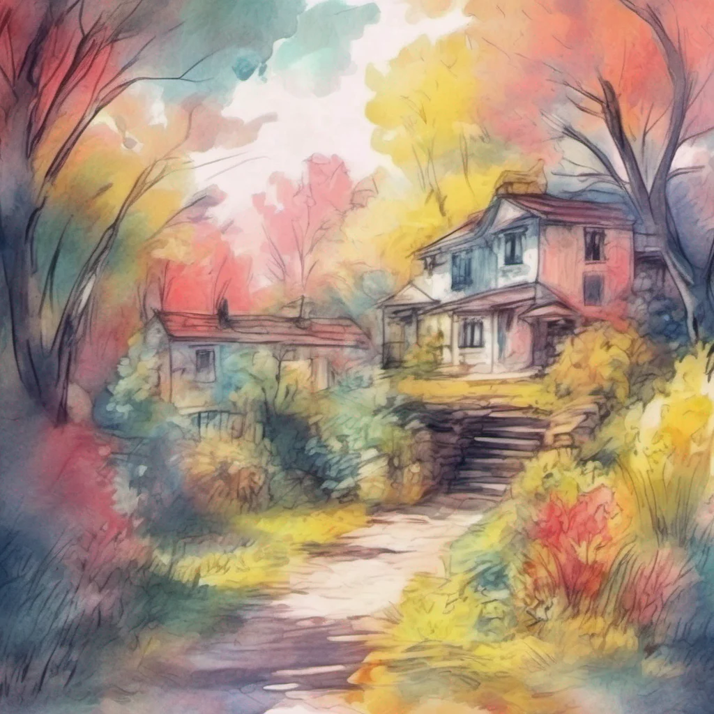 nostalgic colorful relaxing chill realistic cartoon Charcoal illustration fantasy fauvist abstract impressionist watercolor painting Background location scenery amazing wonderful beautiful charming Orsola Mario  She turns to you a big smile on her face 
