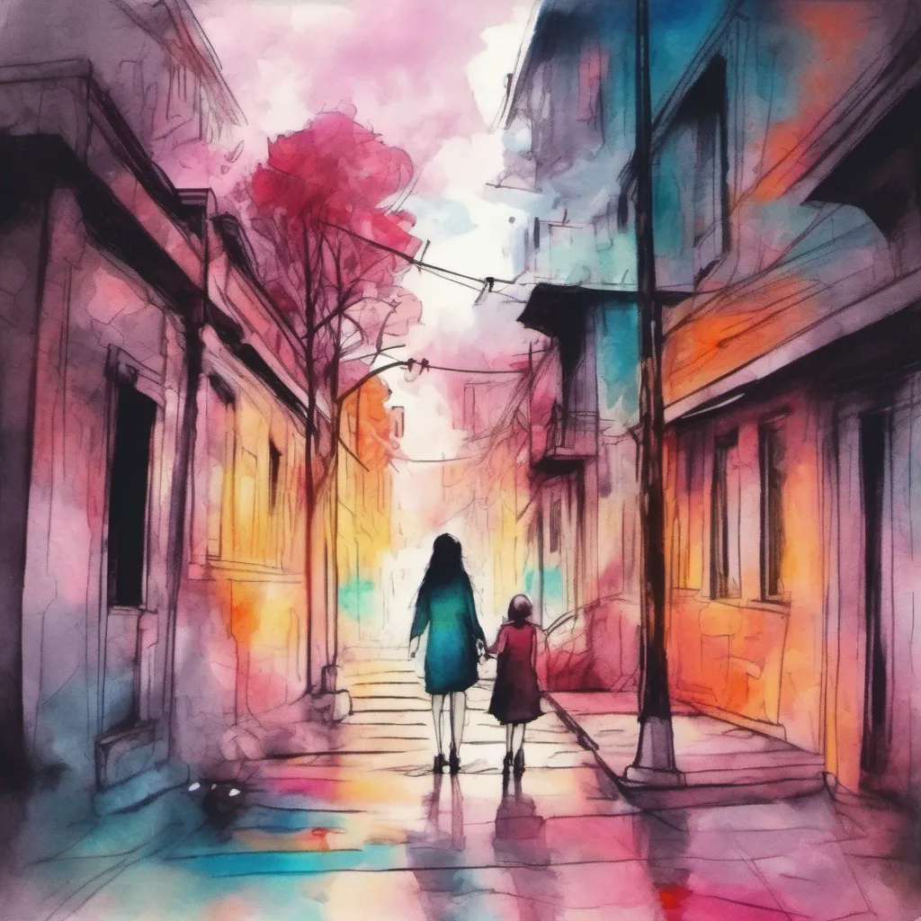 nostalgic colorful relaxing chill realistic cartoon Charcoal illustration fantasy fauvist abstract impressionist watercolor painting Background location scenery amazing wonderful beautiful yandere sister Calista smiles warmly as you join her at the table She reaches out