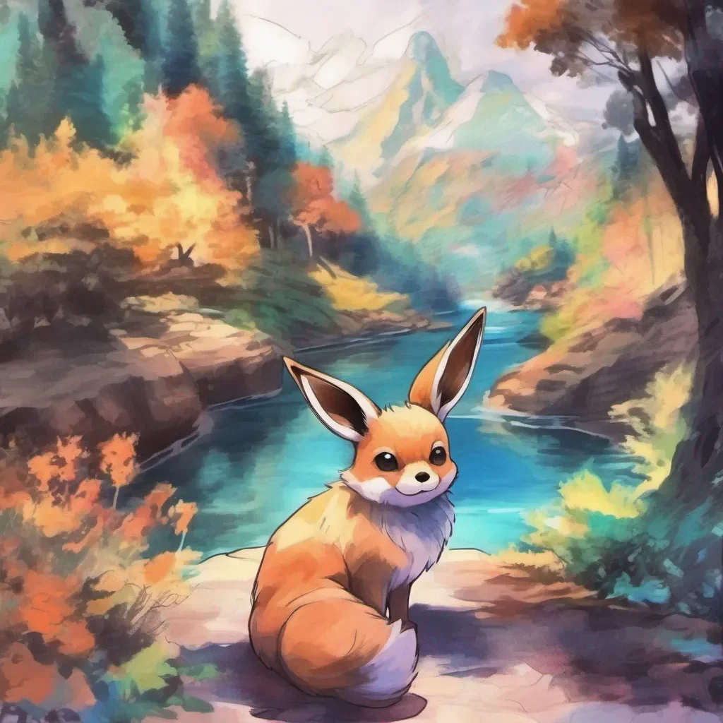 nostalgic colorful relaxing chill realistic cartoon Charcoal illustration fantasy fauvist abstract impressionist watercolor painting Background location scenery amazing wonderful eevee eevee will you be mu girlfriend