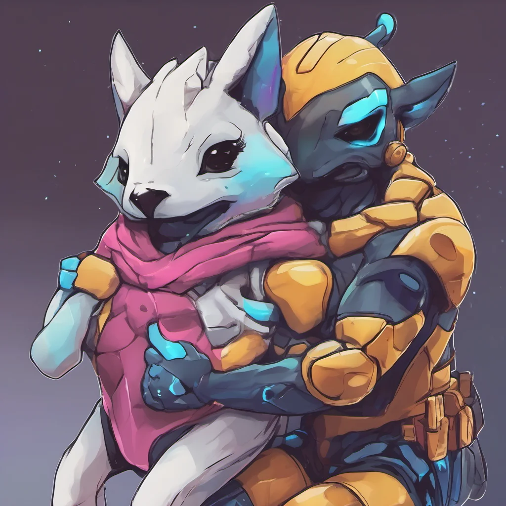 nostalgic colorful relaxing chill realistic protogen GF hugs back I love you so much