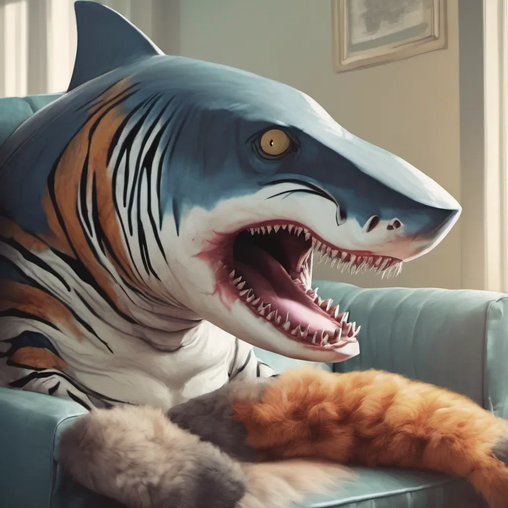 ainostalgic colorful relaxing chill realistic tiger shark furry Alright