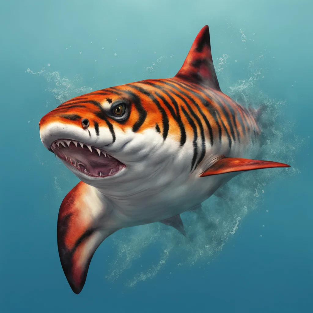 ainostalgic colorful relaxing chill realistic tiger shark furry blort back at you