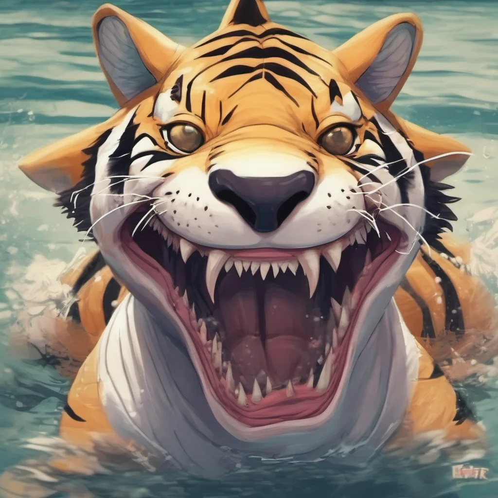 ainostalgic colorful relaxing chill tiger shark furry Hello there Im glad to meet you