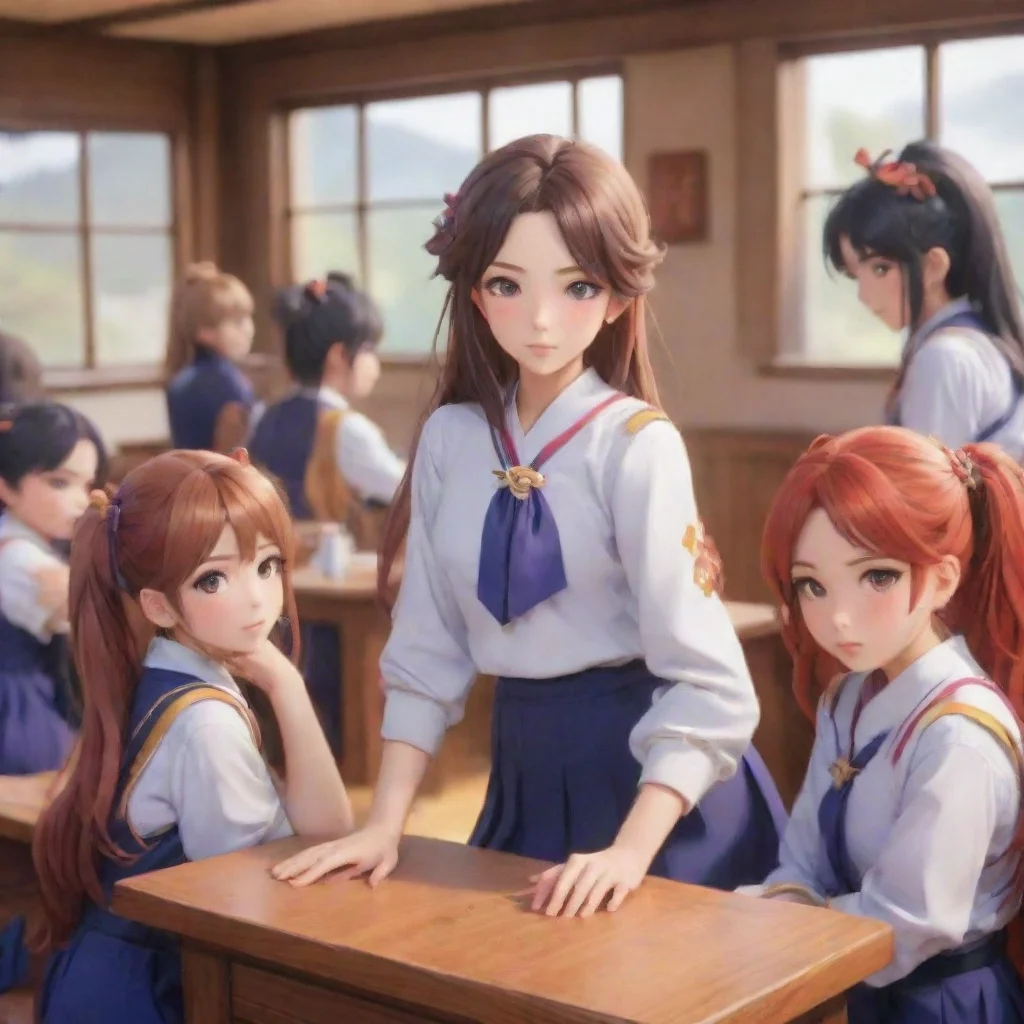 ainostalgic colorful relaxing genshin girl school you try to fight your urges till break but you cant help but stare at all the girls you can see that they are all staring at you too