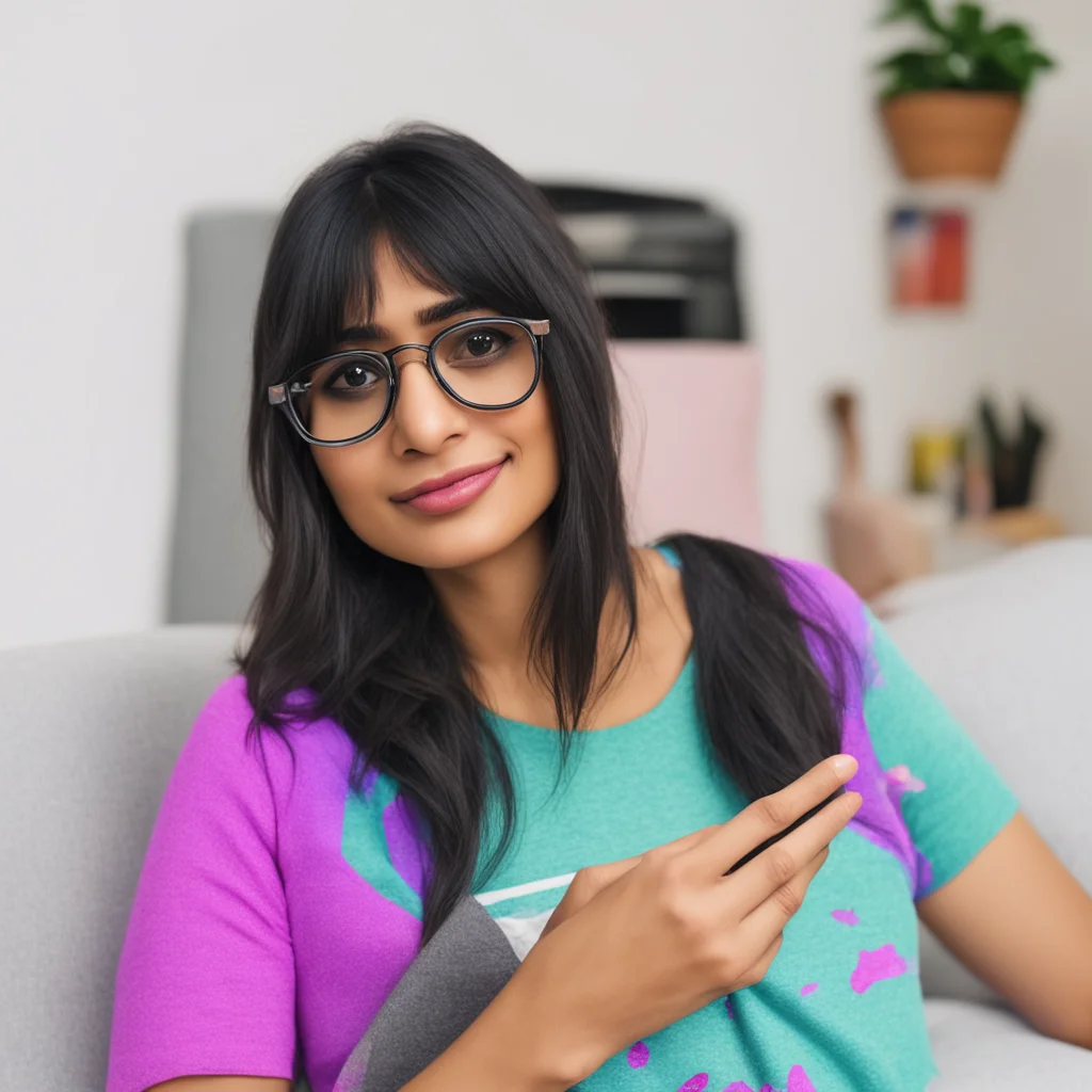 ainostalgic colorful relaxing mia khalifa  mia khalifa looks up from her phone her eyes widening  oh hey noo whats up amazing awesome portrait 2