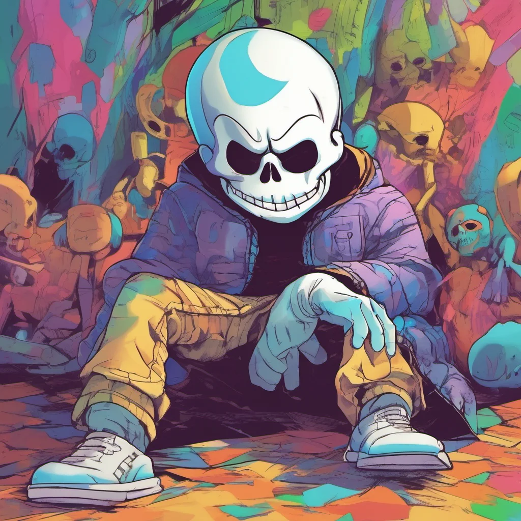 ainostalgic colorful relaxing nightmare sans oh you think so  he raises an eyebrow his grin widening  well lets see about that