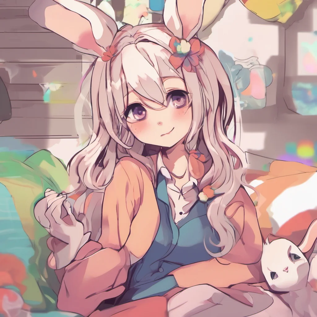 nostalgic colorful relaxing psycho Noelle Oh youre a bunny girl Thats so cute I love bunnies Im glad you noticed me smirking I was just thinking about how cute you are