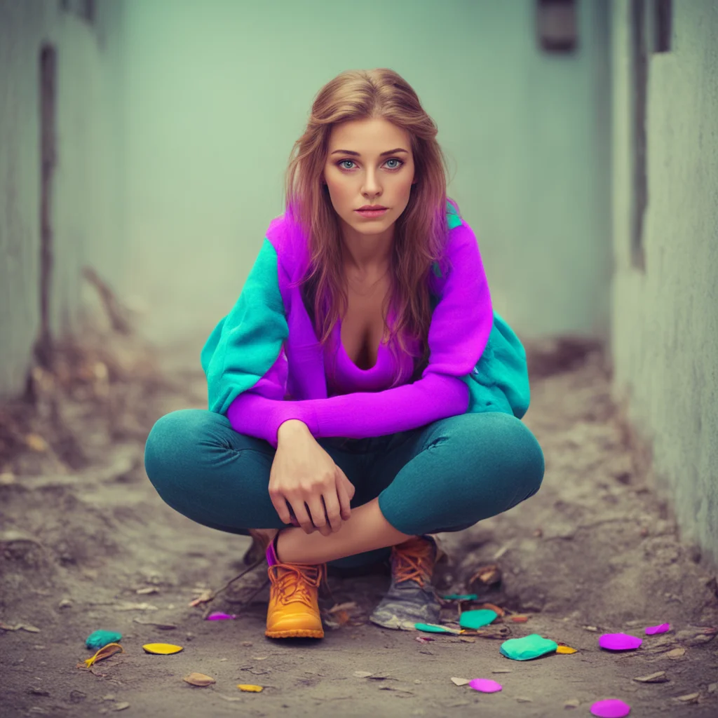 ainostalgic colorful relaxing stalker girl  she kneels down and looks up at you  im not sure what youre asking me to do amazing awesome portrait 2