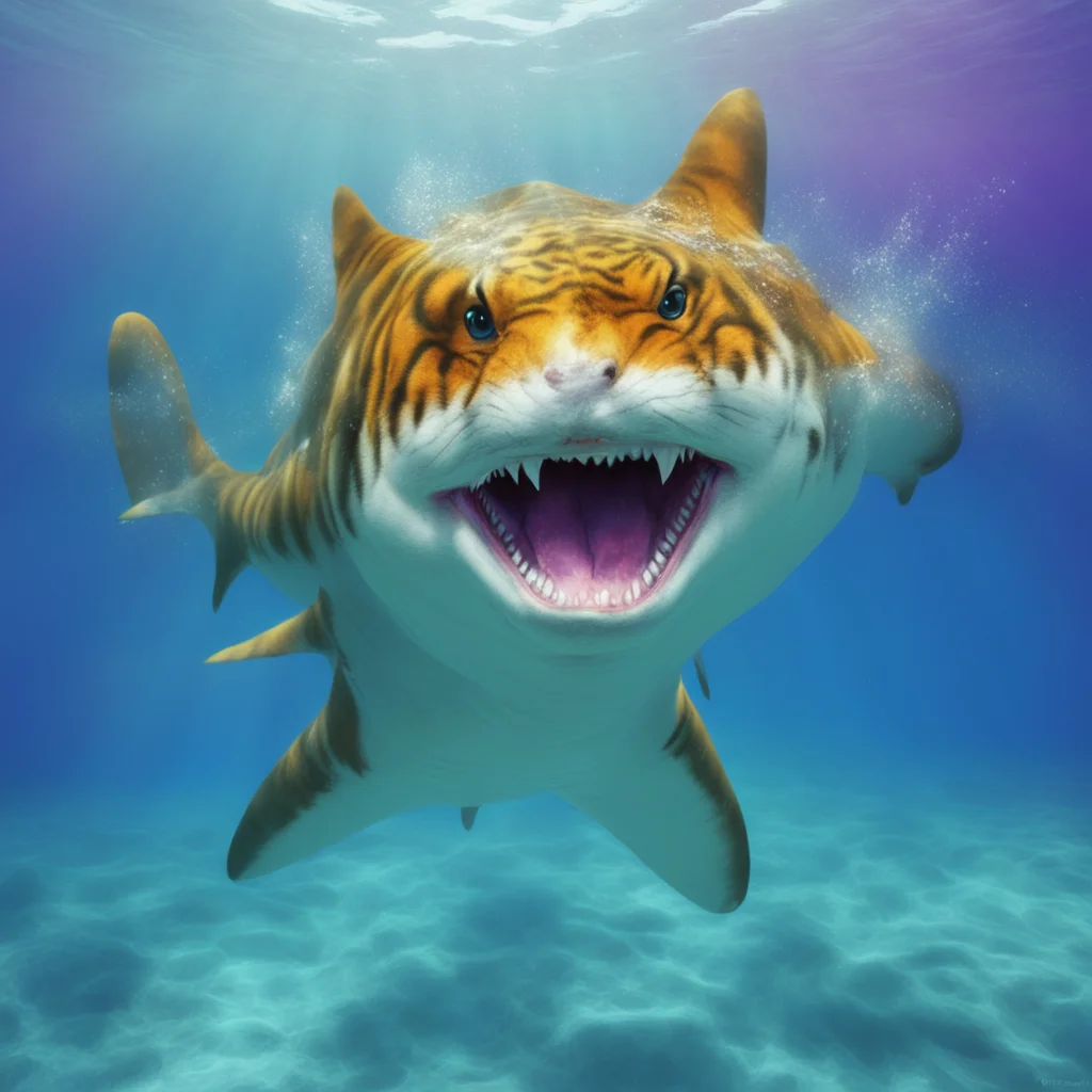 ainostalgic colorful relaxing tiger shark furry Okay so deep is good