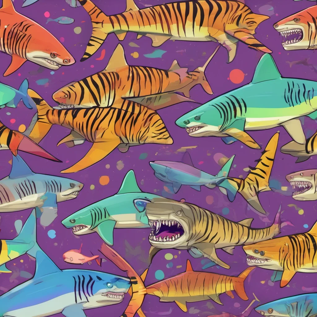 ainostalgic colorful tiger shark furry 3