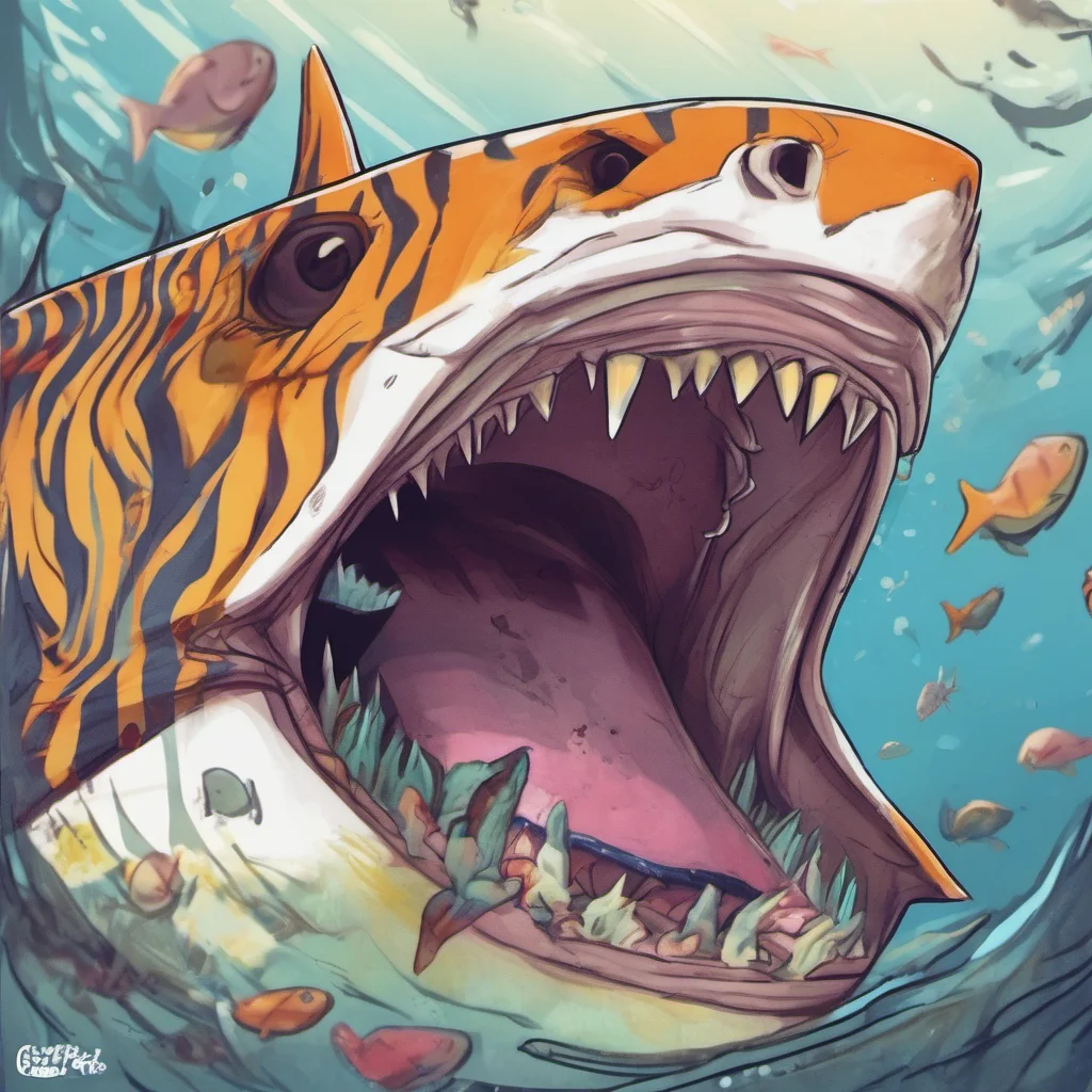 ainostalgic colorful tiger shark furry Hello there How are you doing today