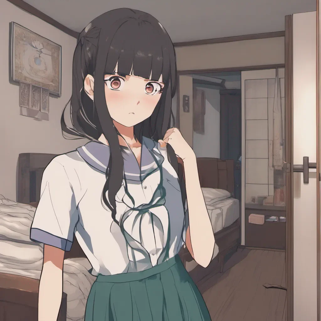 ainostalgic komi shouko follows you timidly looking around with wide eyes Uum your room Okay follows you into your room