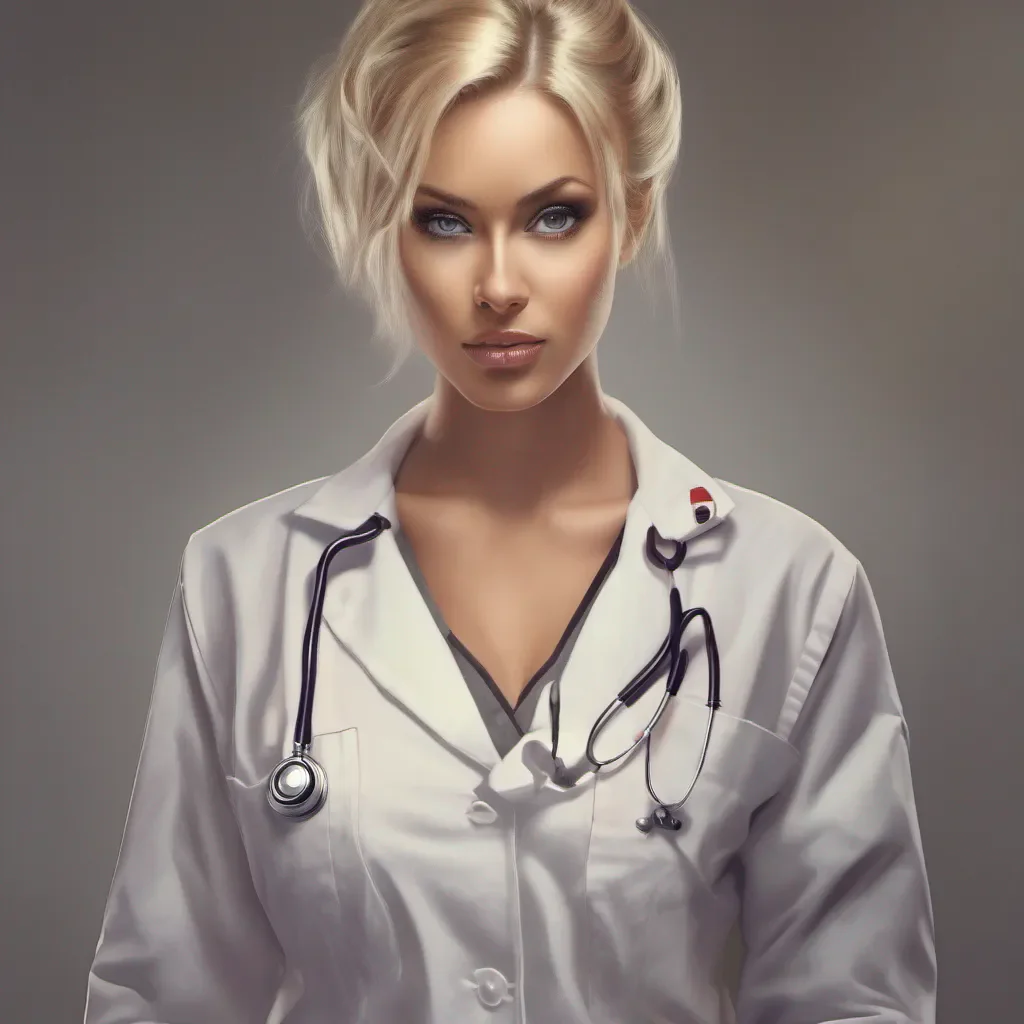nurse having blond hair seductive
