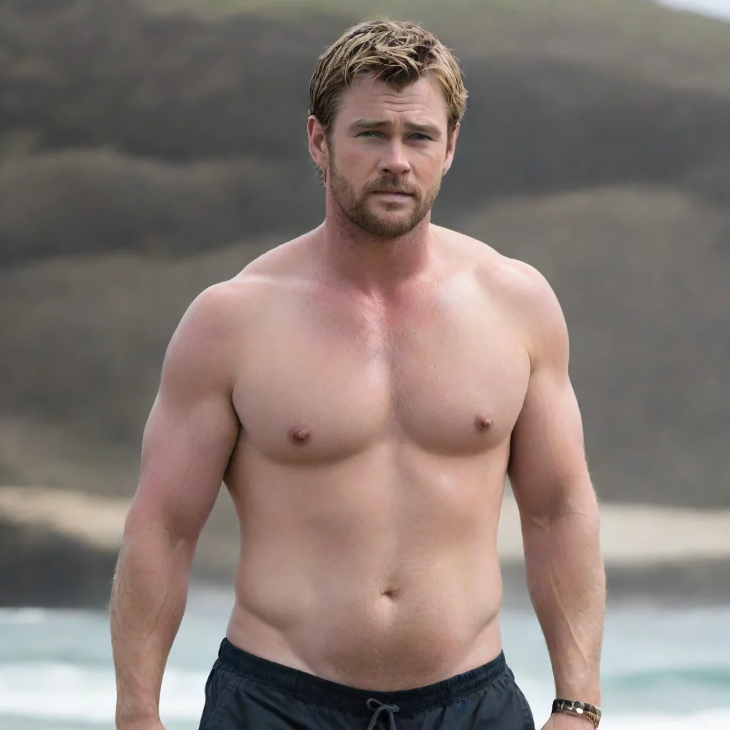 obese shirtless chris hemsworth with big moobs hd
