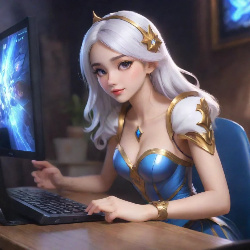 odette mobile legends playing with her pc