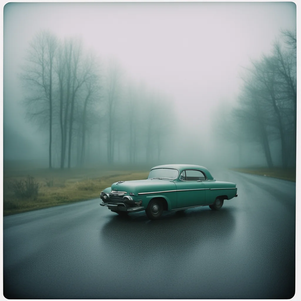 aiold diry car%2C  long winding road%2C uncanny%2C gas station. foggy rainy evening   instax confident engaging wow artstation art 3