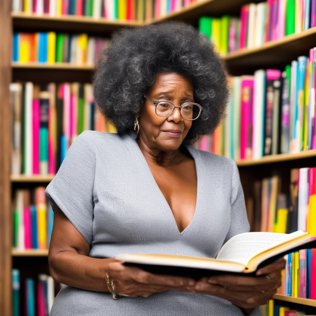 older black woman reading a comic in a library good looking trending fantastic 1